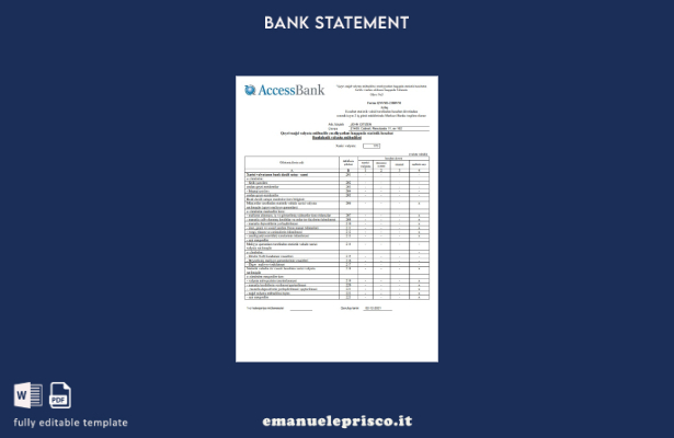 modello word di dichiarazione della banca di accesso dell'Azerbaigian in stile v